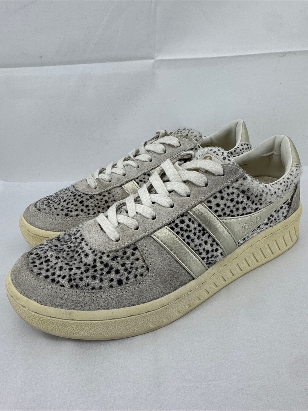 Gola Womens Grandslam Savanna Sneakers, Black Silver White Cheetah Print, sz 9